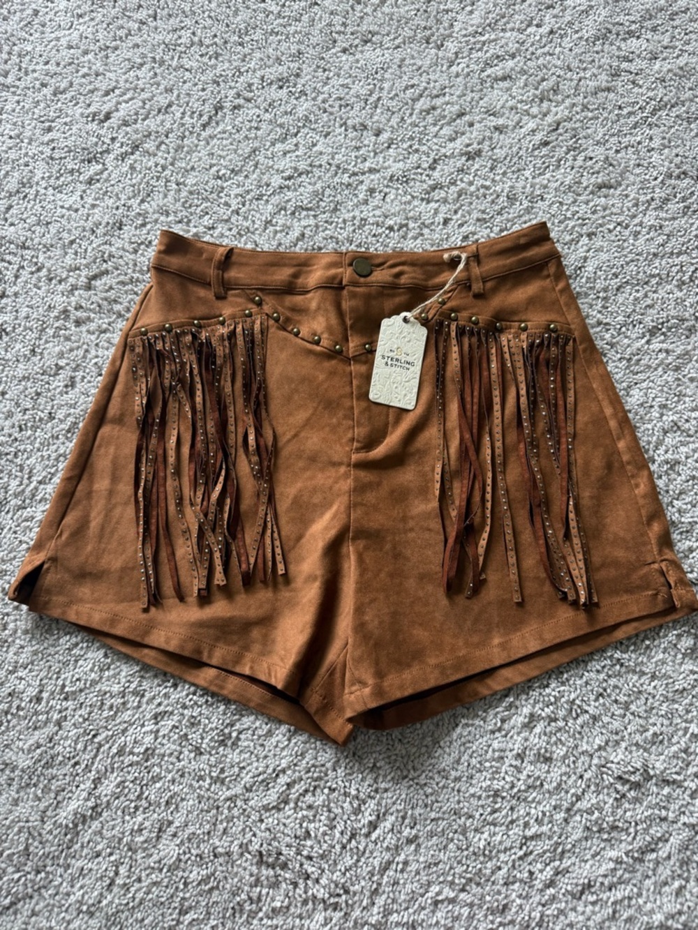 STAGECOACH Fringe Shorts 🤠 | Faux Suede Studded Western